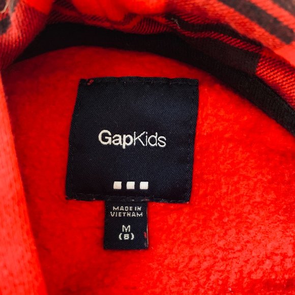 GAP KIDS red and buffalo print hoodie size M/8 - Picture 6 of 7